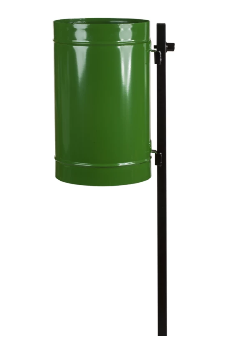 Cos stradal pentru gunoi cu stalp sustinere Verde Metal 35 L